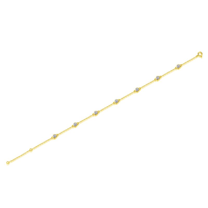 Bracciale da donna elegante con moissanite a bolle in argento sterling placcato in oro bianco 18 carati, colore D-E, taglio rotondo, 16,5 cm_voghion.com