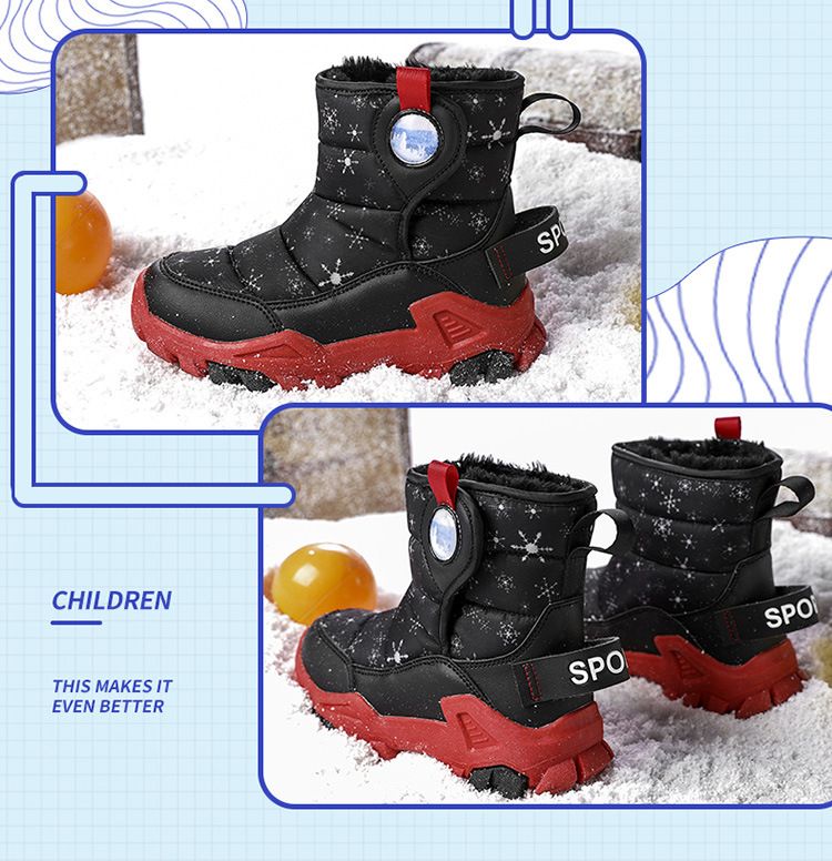 Children's snow boots Boys' snow boots Girls' cotton shoes piled and thickened_voghion.com