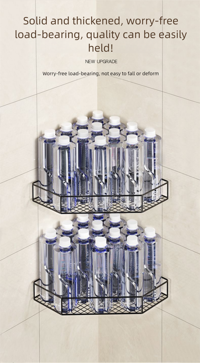 No-Drill Badezimmer Küche Wand-montiert Hängende Lagerung Rack Kosmetik Organizer Ecke Regal_voghion.com