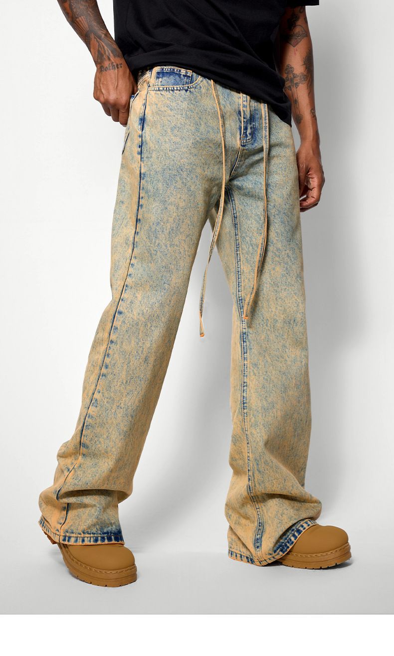 Moška oblačila Wasteland Style Wasted Distressed Jeans Flared Street Flared Wide Leg Hlače Moška oblačila_voghion.com