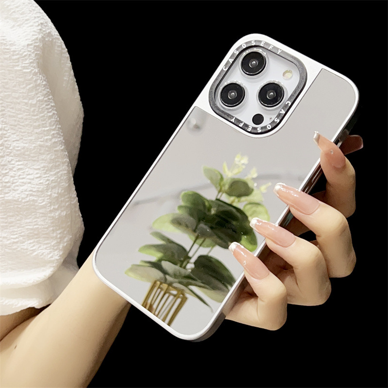 Suitable for Apple 15 Promax 12 Silver Edge 13 Pro Signature iPhone 14 Mirror Phone Case_voghion.com