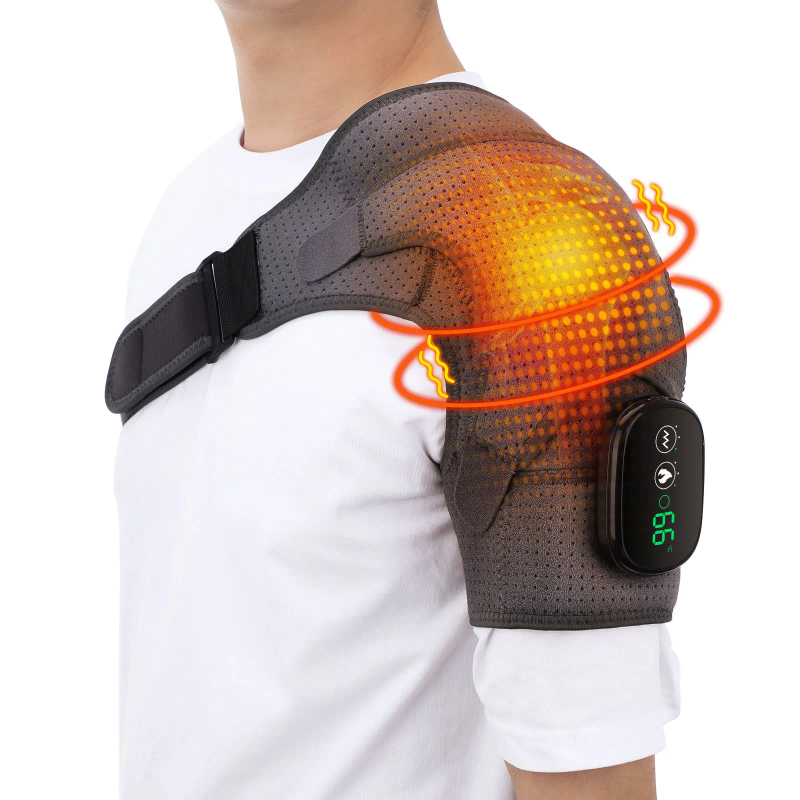 Masseur de dos chauffage électrique masseur d'épaule orthèse articulation arthrite soulagement de la douleur Vibration LED contrôleur réglable_voghion.com