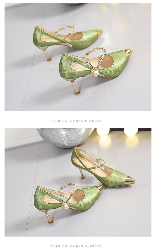 Nuove scarpe col tacco alto a punta cinesi in stile nazionale per l'estate 2025, con tacco sottile e un tocco di lusso. Baotou da donna_voghion.com