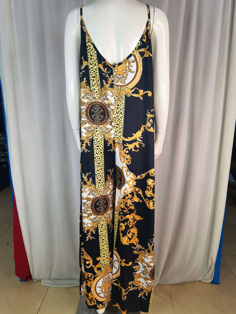 Women's clothing independent station casual printed backless sexy jumpsuit_voghion.com