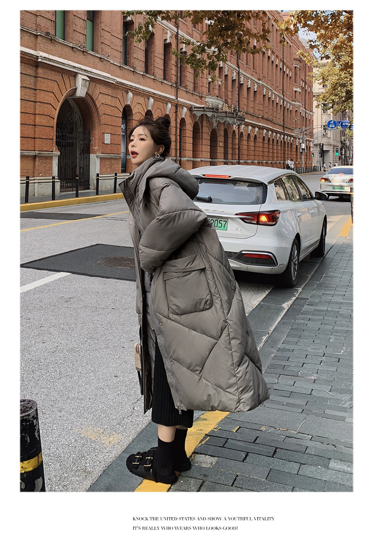Giacca lunga da donna in cotone imbottito fino al ginocchio. La giacca coreana oversize in cotone imbottito ha un senso del design._voghion.com