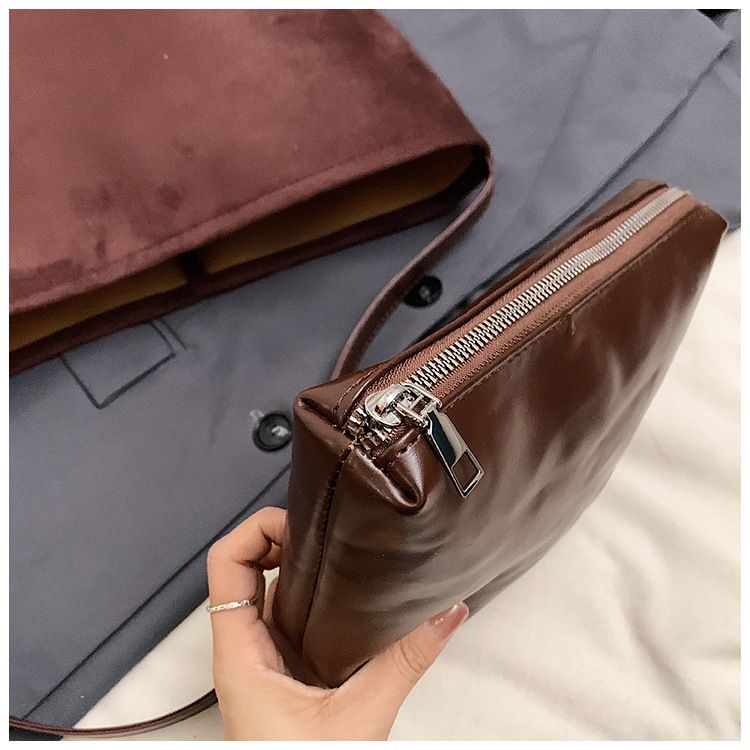 Semplice secchiello autunno inverno pelle scamosciata grande capacità ins madre e bambino alla moda monospalla ascellare_voghion.com