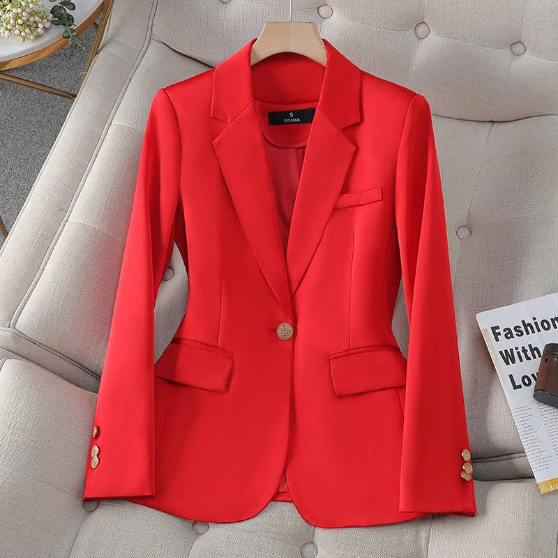 Abbigliamento da donna, vestibilità attillata, un bottone, casual, temperamento, top per signore, grande marea rossa_voghion.com