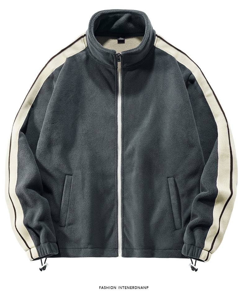 Ropa para hombre Chaqueta de suéter con cuello alto de polar de invierno más traje deportivo de terciopelo grueso Traje cálido de dos piezas de polar de polar para hombre de moda_voghion.com