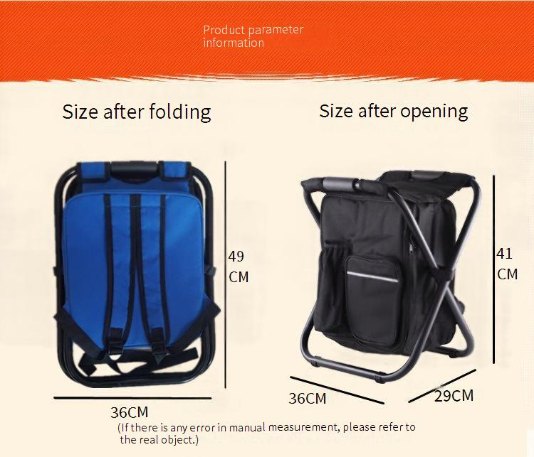 Sgabello pieghevole e portatile con spallacci per zaino, isolato, per pesca, spiaggia, campeggio, sedia leggera per riporre il ghiaccio all'aperto_voghion.com