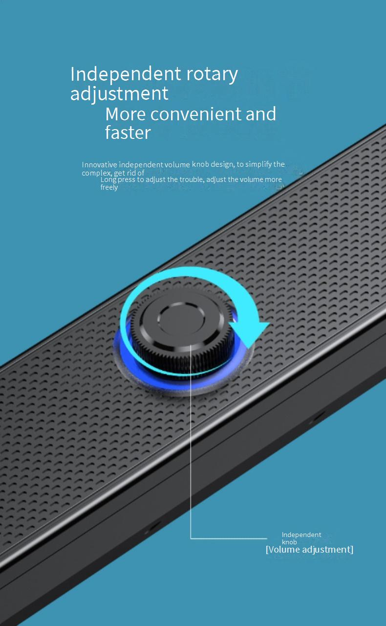 Alto-falantes portáteis Soundbar Computador Pequeno Alto-falante Bluetooth Alto-falante com graves pesados Laptop Multimídia Alto-falante Bluetooth_voghion.com