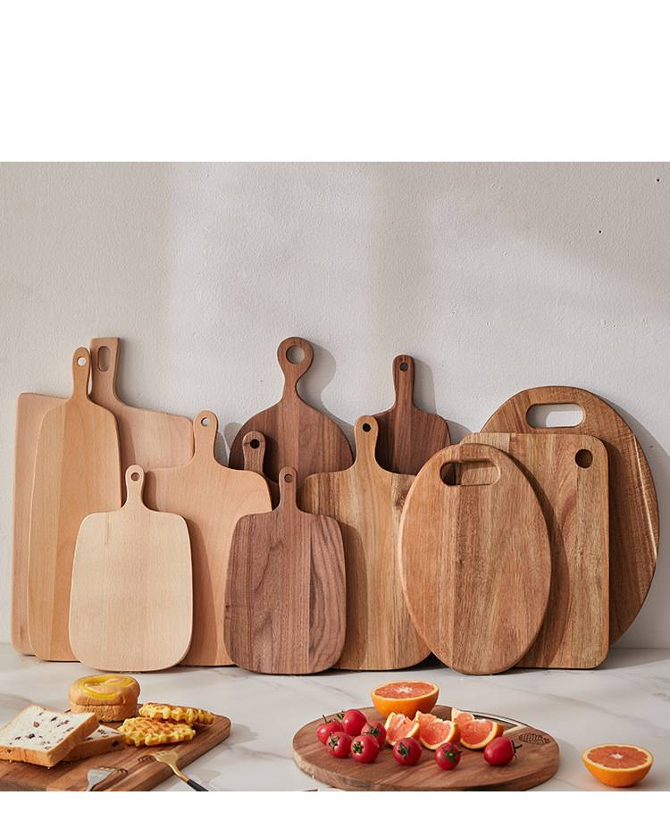 Tábua de corte de madeira de acácia - bloco de corte de madeira nobre premium para queijo, carne e frutas_voghion.com