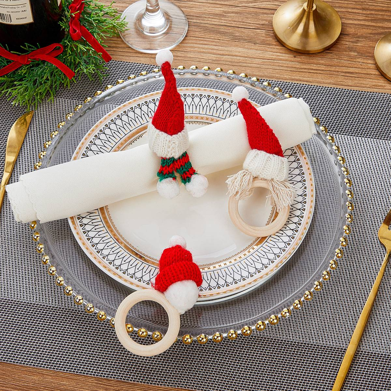 Christmas Mini Scarf, Napkin Buckle, Red Hat, Napkin Ring, Wine Bottle Decoration Ring, Christmas Ornaments_voghion.com
