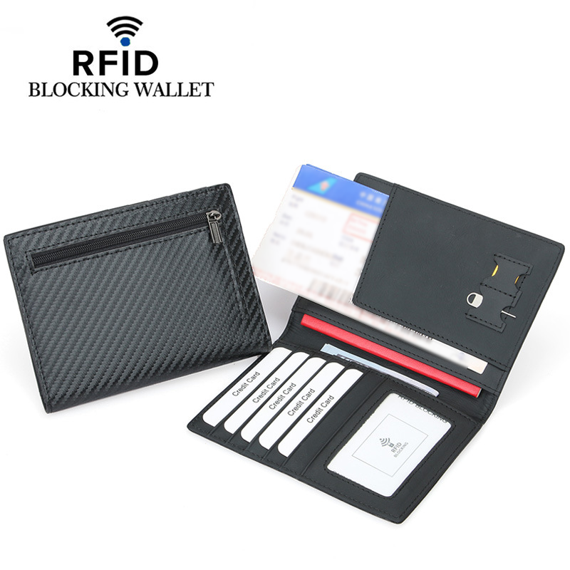 Portafoglio da uomo con porta carte, nuovo porta passaporto in vera pelle con più slot per carte, porta passaporto multifunzione con RFID, porta biglietti aerei_voghion.com