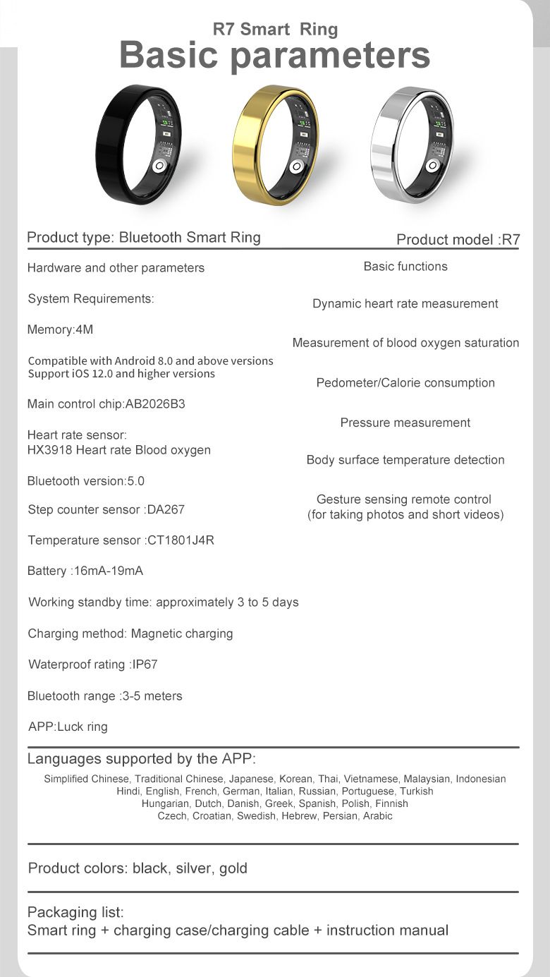 SmartRing Men Women Fitness Tracker Ring Waterproof Bluetooth 5.3 Sport Ring Multi-sport Modes For Android IOS_voghion.com