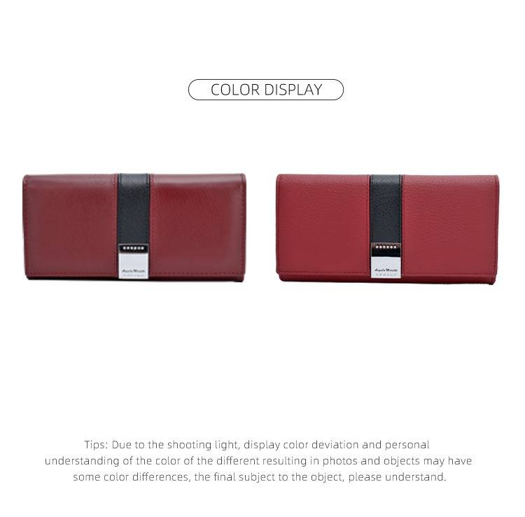 Carteira de couro feminina com grande capacidade, porta-cartões fino, bloqueio RFID, bolsa de mão moderna para uso diário_voghion.com