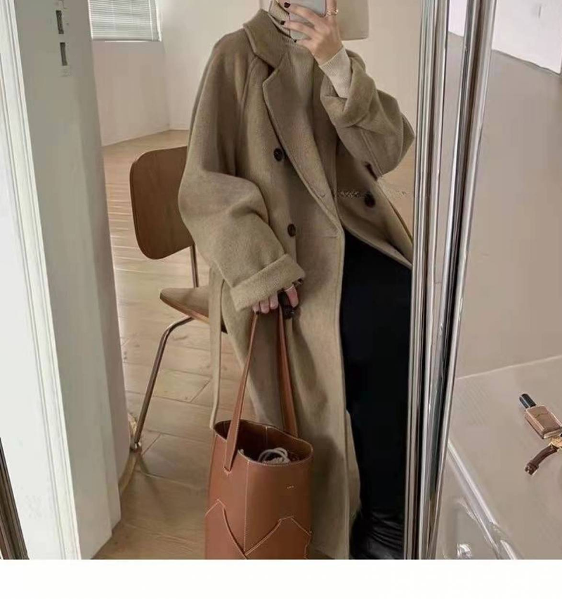 Xi Wu elegante wollen jas voor dames, stijlvolle en warme bovenkleding, verdikte jas van gemiddelde lengte voor herfst en winter, Hepburn-stijl_voghion.com