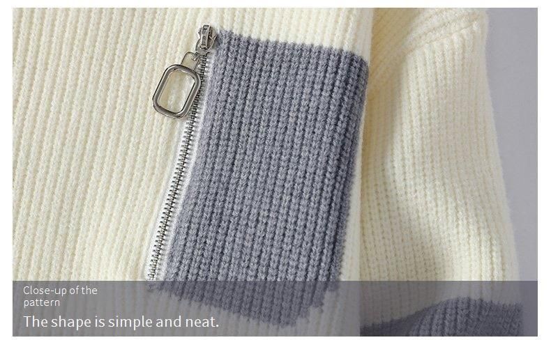 Pull en maille color-block pour homme - Pull d'hiver décontracté à col rond, coupe ample et épaisse avec empiècements contrastés tendance_voghion.com