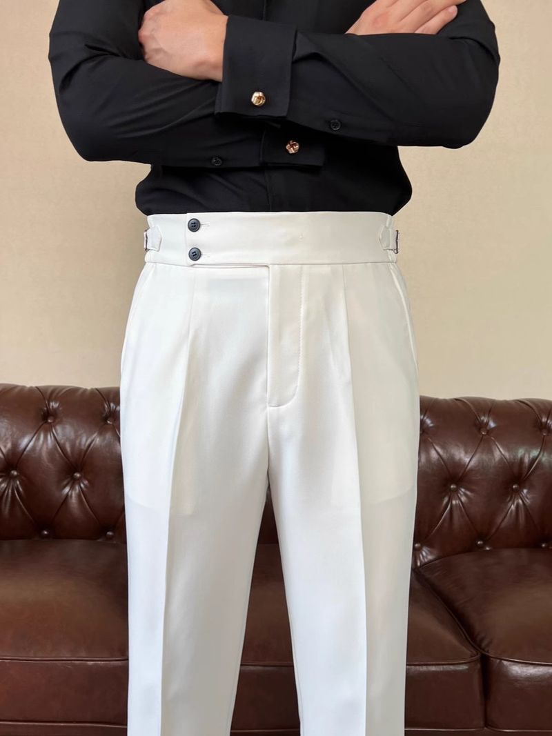 Men's Style High-Waisted Trousers – Lightweight Drape Fit Cropped Dress Pants With Relaxed Tailoring (M-XXXL)_voghion.com
