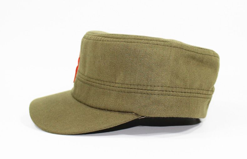 Cappello piatto con stella a cinque punte, verde militare, per addestramento militare, in tela, twill, rosso, da viaggio_voghion.com