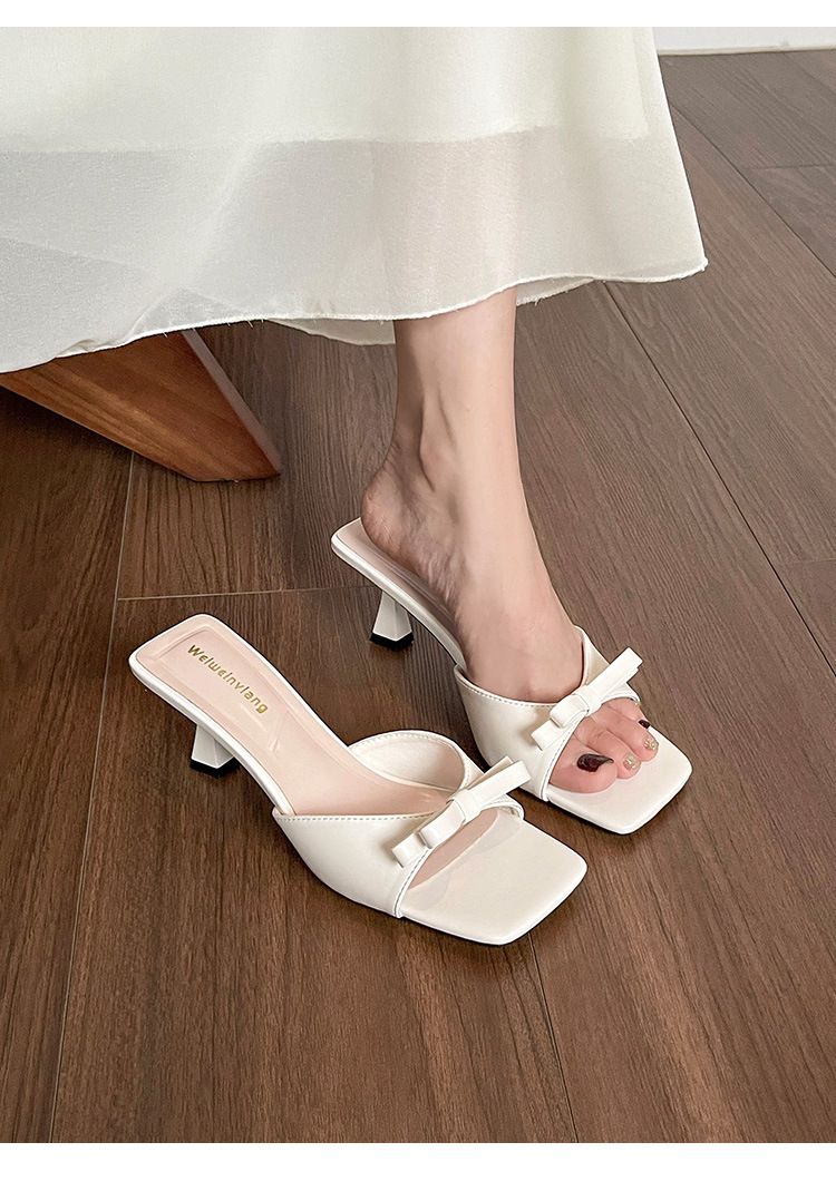 Nischen-Sandalen aus echtem Leder mit hohen Absätzen für Damen, französische kleine Müller-Halbschuhe, 2025, Frühling und Sommer, neu, stilvoll und exquisit_voghion.com