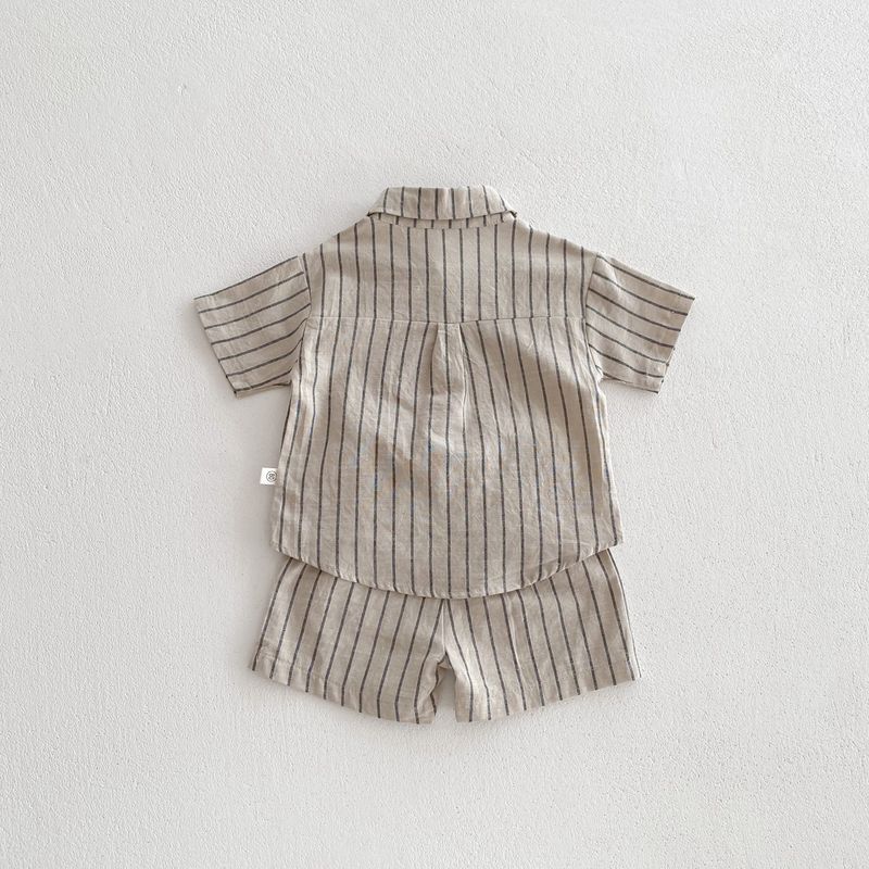 Ema ja laste beebi- ja väikelapseülikond originaalne ruuduline vabaaja lühikeste varrukatega ülikond poistele ja tüdrukutele beebi suvine puuvillane kaheosaline ülikond_voghion.com