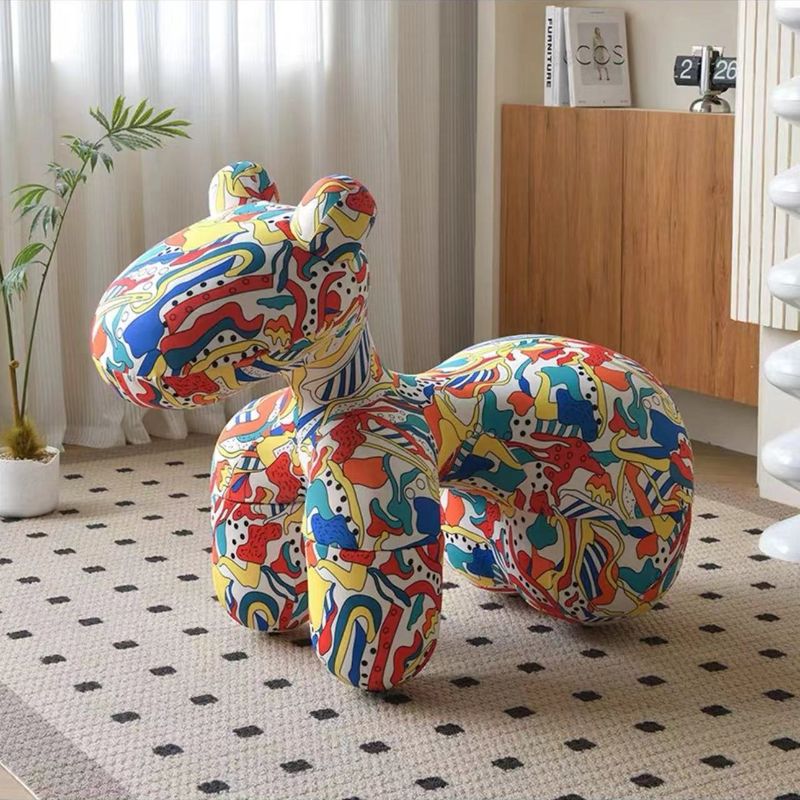 Tabouret créatif en forme de poney pour enfant, design unique de dessin animé, chaise pour enfant, célébrité sur Internet_voghion.com