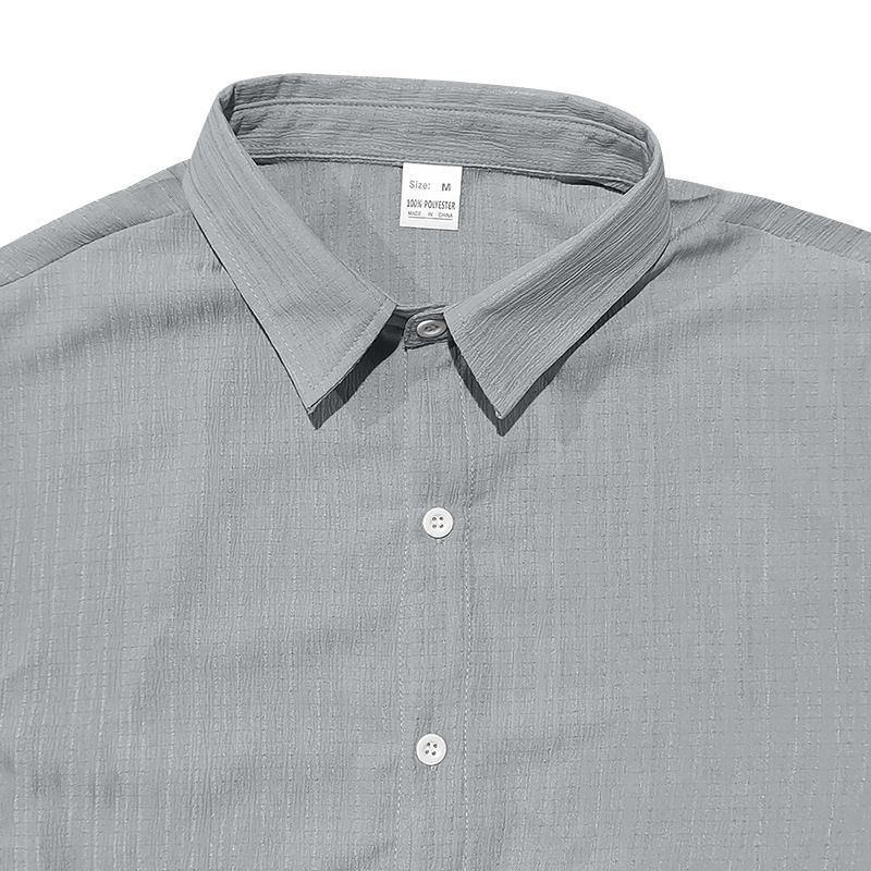 Herren Revers Einfarbig Kurzarm Button-Down-Hemd Lässiges Lose Kurzarm Cardigan Strand T-Shirt_voghion.com