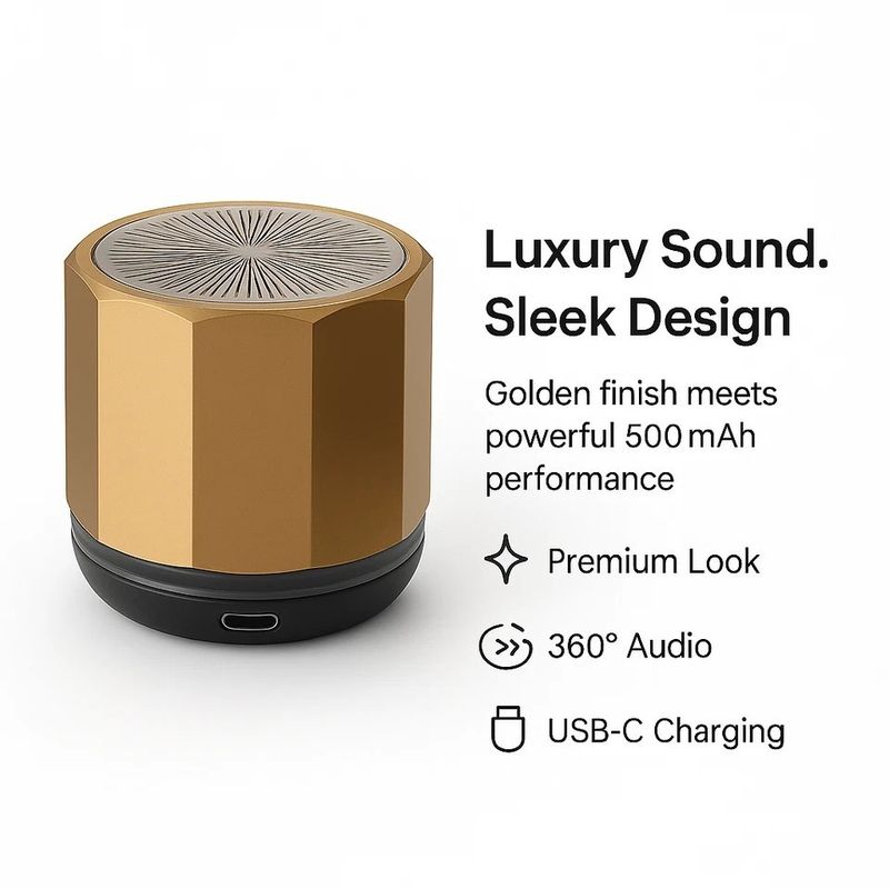 Mini enceinte Bluetooth portable sans fil élégante en métal avec basses puissantes, port USB-C_voghion.com