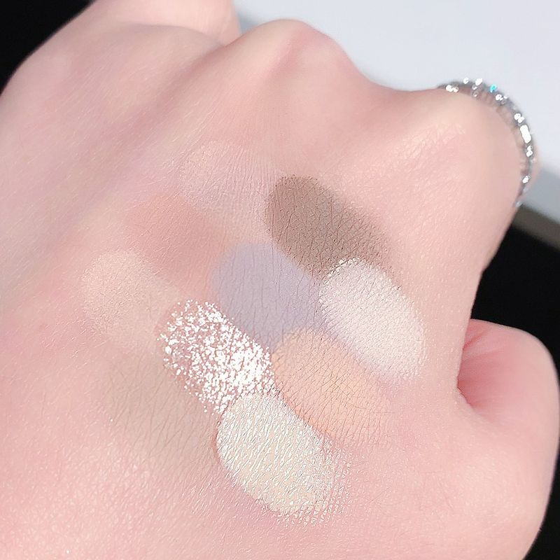 10 Color Complexion Highlighter Silk Compact Powder Blush Eyeshadow Highlight Multi-Purpose_voghion.com