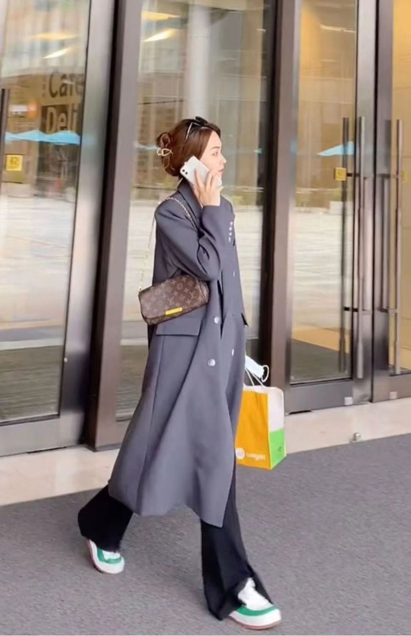 Trench di alta qualità per donna, lunghezza media, nuovo stile primavera e autunno 2025, cappotto lungo con colletto doppiopetto_voghion.com