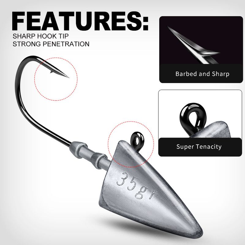 Long Casting Lure Anti-Hooking Original Color Fish Lead Head 7g-35g Soft Worm Weighted Root Fishing Hook_voghion.com