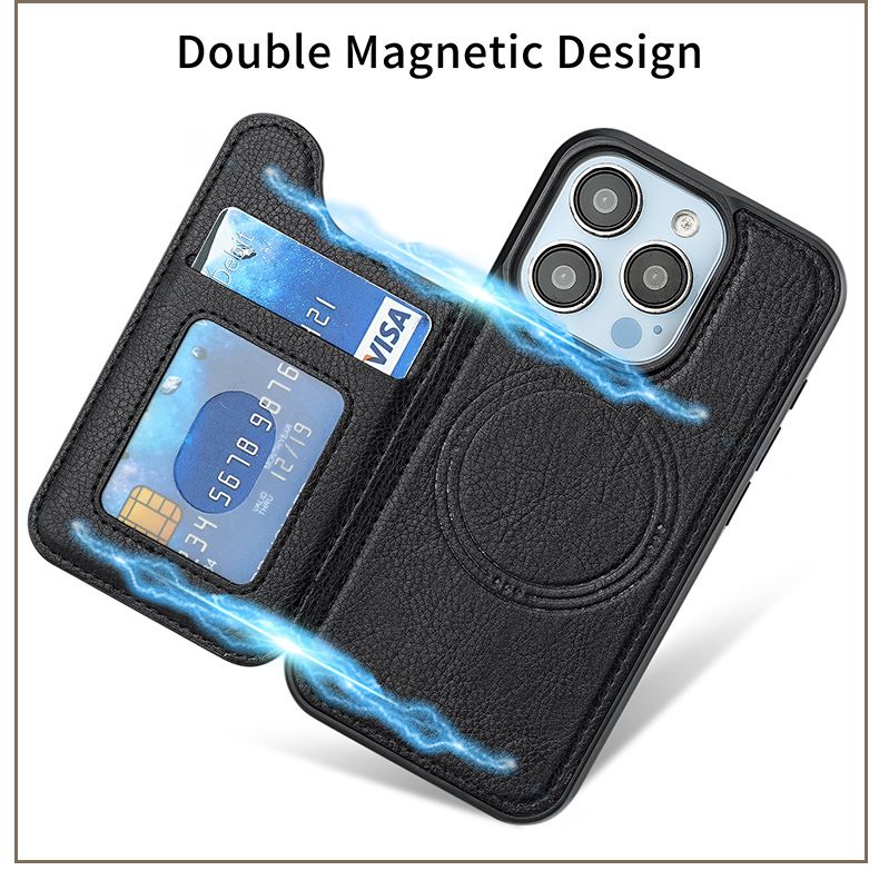 Applicable To 16 Leather Case, Apple 15 Magnetic Suction 14 Card, Mobile Phone Case 13magsafe Protective Case, Anti-fingerprint._voghion.com