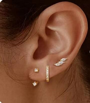 Real Gold Brass Electroplating, Hot Selling Across, Cute Luxury Earrings With Zircon Stars And Butterflies, Three Piece Set_voghion.com
