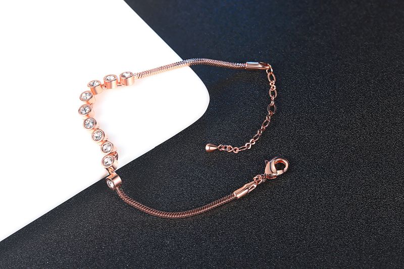 Unisex Mode Einfach Heißer Verkauf frauen Kette Armband Rose Gold Überzogene Farbige Zirkon Schmuck_voghion.com