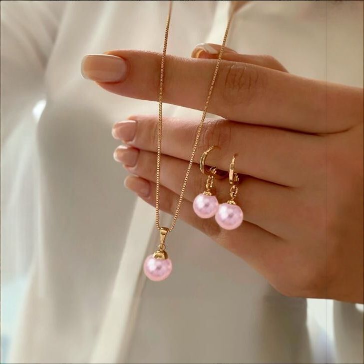 Set di orecchini e collane pendenti versatili per donna, gioielli di alta qualità, semplice ed elegante, con catena a clavicola di perle._voghion.com