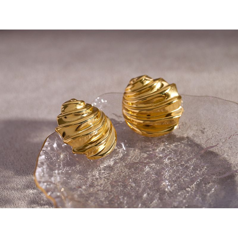 Netizen Same Gold Edelstahl Schrägfaden Instagram Stil Einfache Luxus Kleine Einzigartige und Ohrringe für Frauen_voghion.com