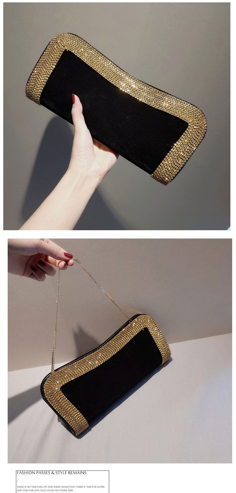 Borsa da sera in velluto con diamanti intarsiati, borsa da sera per cena annuale, borsa da sera formale, borsa da sera_voghion.com