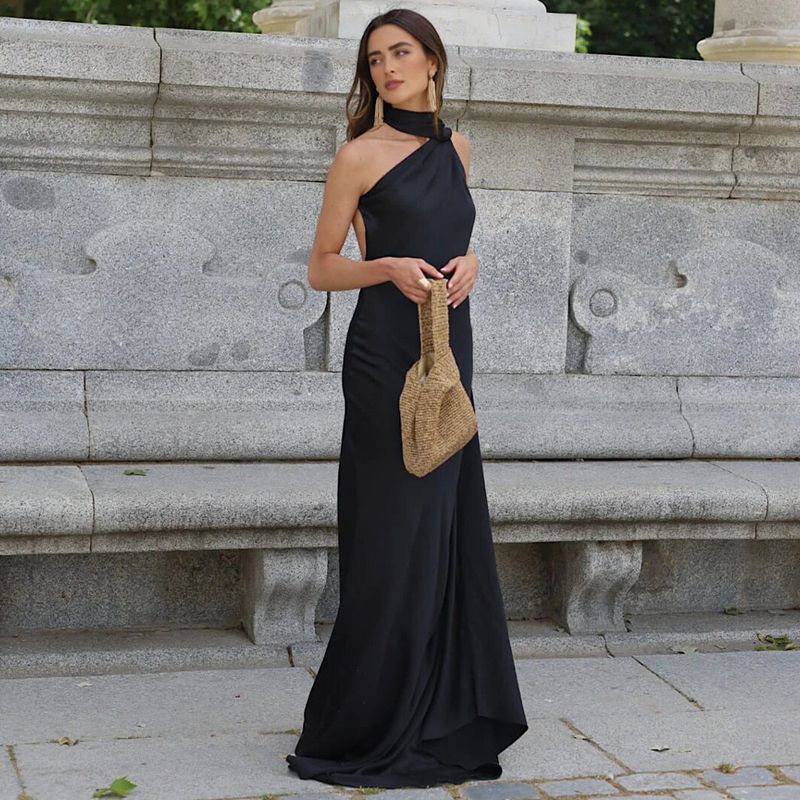 Trendy Open-Back Maxi Dress With Flowing Sash – Sexy High-Waist Bodycon Dress (Rose/White/Blue/Yellow/Black/Burgundy/Brown/Khaki/Purple/Red/Teal)_voghion.com