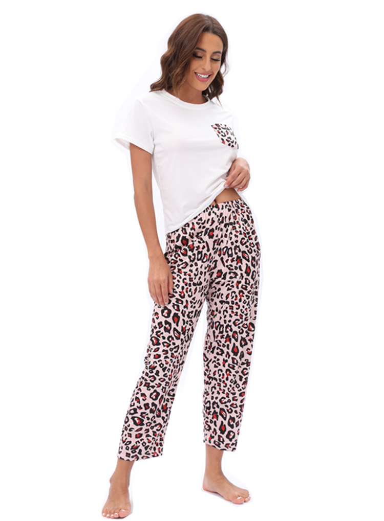Heemkleeder Pyjama zweedeeleg Kuerzärmhosen Kostüm Quell Leopardendruck Tie-Dye_voghion.com