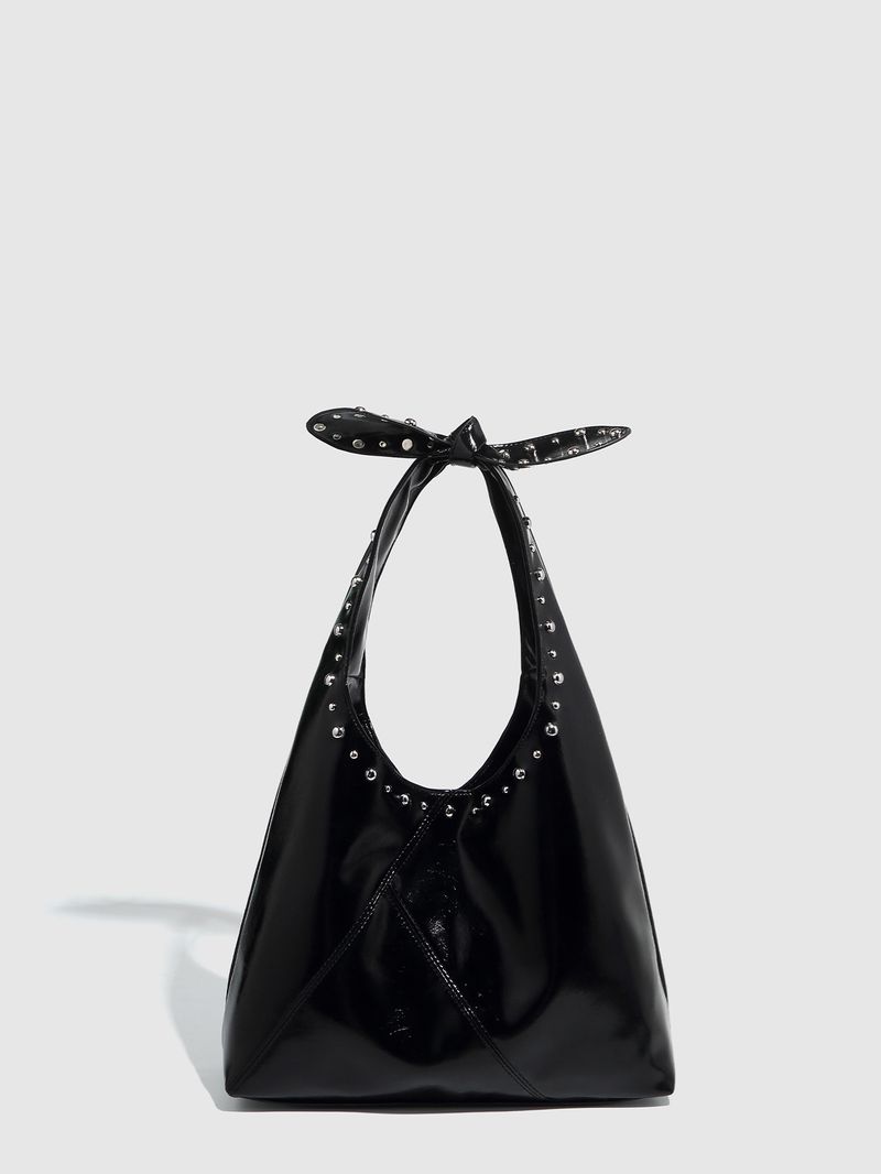 Damentaschen Neue High-End-Einkaufstasche Nietenschleife Unterarmtasche Design Motorrad-Beuteltasche Damentasche_voghion.com