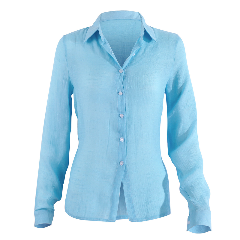 Camicia di lino a maniche lunghe ampia casual da donna. Stock pronto da donna di grandi dimensioni_voghion.com