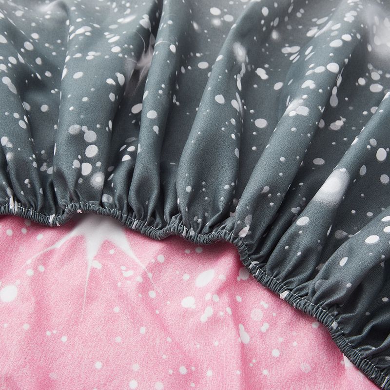 Lenzuolo con angoli per letto rosa e grigio con stelle, in poliestere, delicato sulla pelle, con protezione per materasso_voghion.com