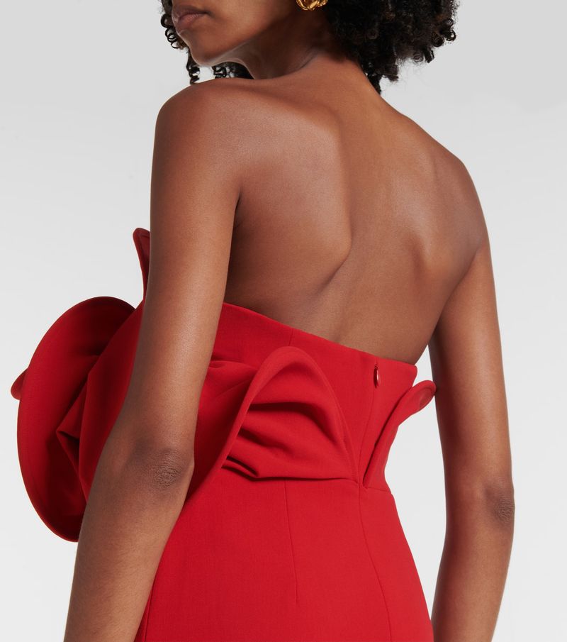 Damenbekleidung Weihnachtskleid Rotes Tube Top Blumen Dreidimensionales Kleid_voghion.com