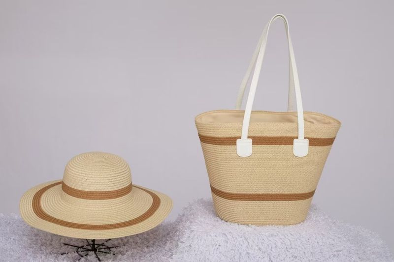 Kadın Çantaları Büyük Kapasiteli Dokuma Çanta Kadınlar İçin Yeni Çizgili Moda Omuz Çantası Yüksek Dereceli Hasır Dokuma Kadın Çantası Tote Çanta_voghion.com