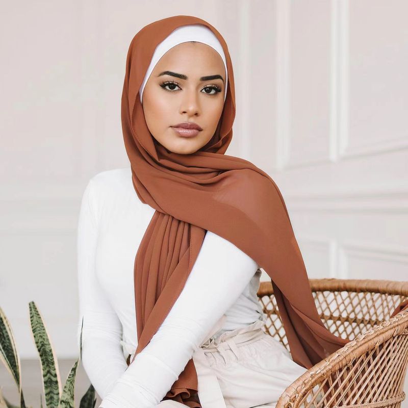Chiffon Women's Head Wrap Long Scarf High-Quality Windproof Sandproof Headscarf All-Season Muslim Shawl_voghion.com