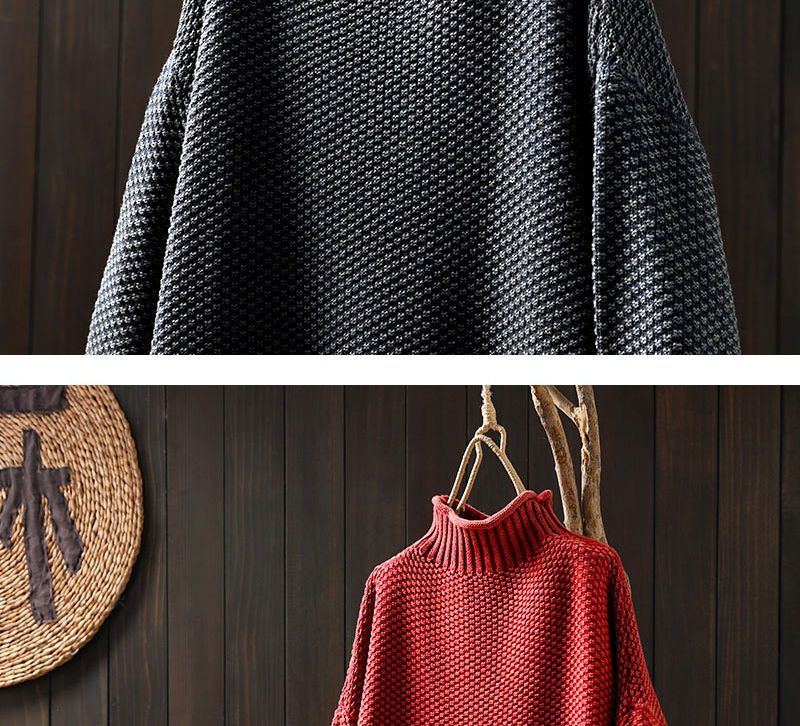 Women's Winter Sweater - Soft Knit Semi-Turtleneck Pullover, Loose Fit Casual Sweater With Vintage Style, Flattering And Comfortable For Everyday Wear_voghion.com