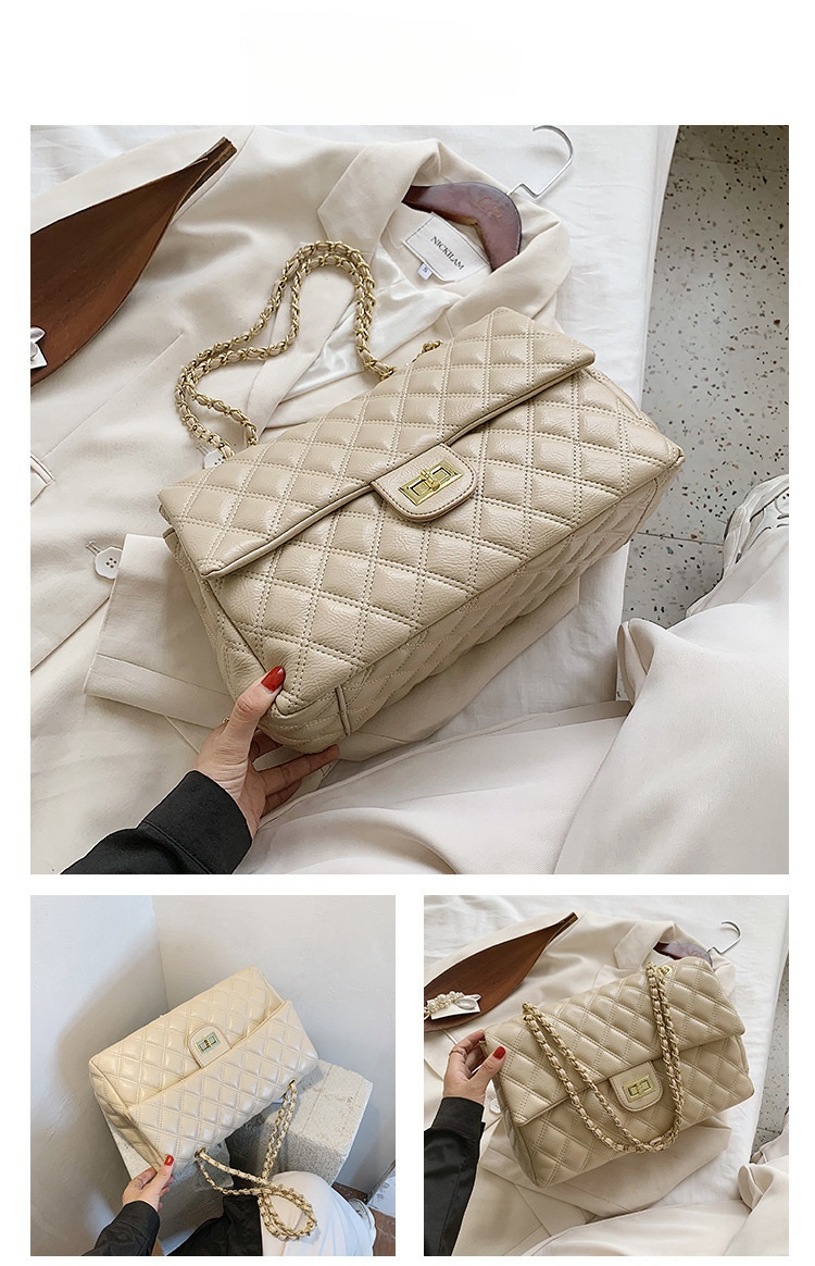 Texture di nicchia in stile designer con un tocco avanzato, piccola borsa con catena a griglia Xiangling, borse da donna trendy con tracolla diagonale a spalla singola_voghion.com