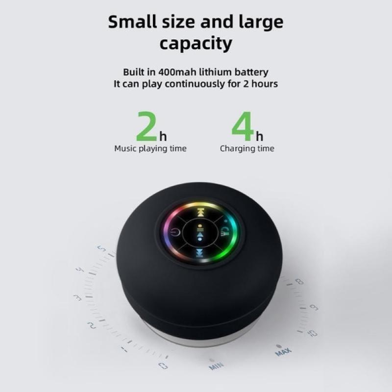 LANSKLBD Mini Bluetooth Hoparlör Taşınabilir Su Geçirmez Vantuz Kablosuz Handsfree Hoparlörler Işıklı LED Işık Duşlar Havuz Araba_voghion.com