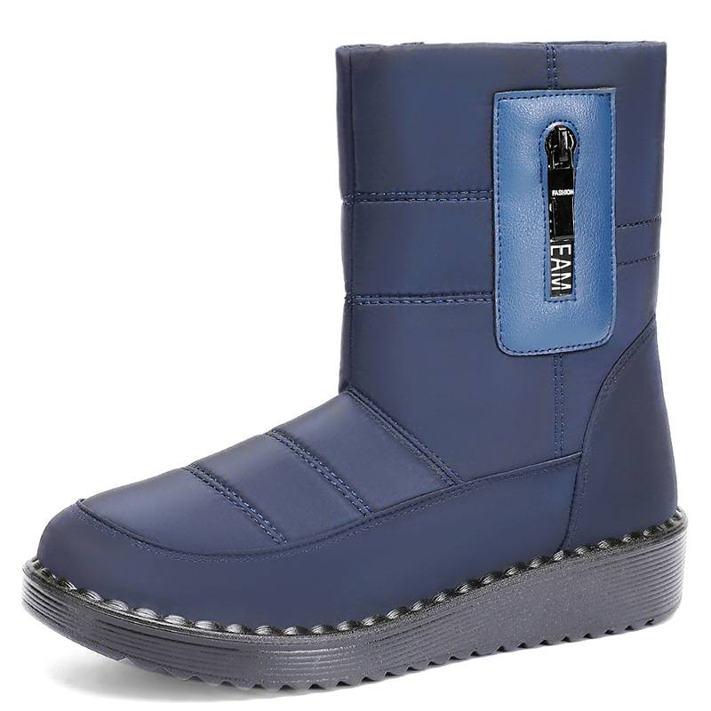 Damenschuhe Polyurethan plus Samt verdickte Stiefel Outdoor warme Sport Schneestiefel lange Baumwollstiefel_voghion.com