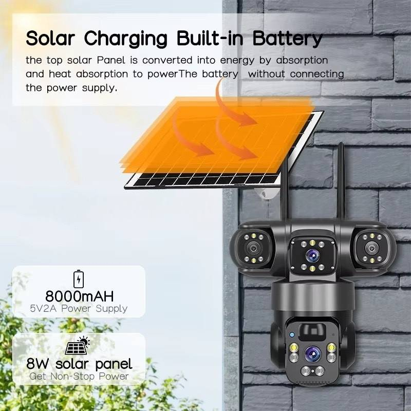 V380PRO Outdoor Security Camera - Solar Powered, 2K HD Color Night Vision, WiFi/4G Dual Connection, Remote Viewing Via Smartphone_voghion.com